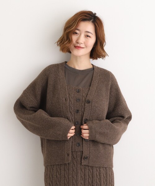 grove（グローブ）の「【SETITEM】オーバーサイズ畔カーディガン（カーディガン/ボレロ・レディース・ブラウン系その他/チャコールグレー/オフホワイト・02/03/01/04/05）」の3枚目の写真