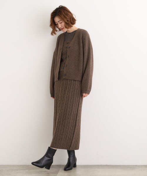 grove（グローブ）の「【SETITEM】オーバーサイズ畔カーディガン（カーディガン/ボレロ・レディース・ブラウン系その他/チャコールグレー/オフホワイト・02/03/01/04/05）」の7枚目の写真