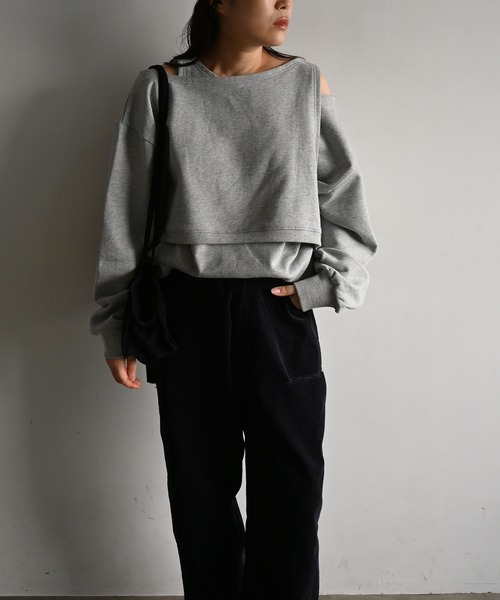 WILLFULLY（ウィルフリー）の「asymmetry 2 piece layered sweat（スウェット・レディース・グレー/ブラック/ブラウン系その他・FREE）」の21枚目の写真