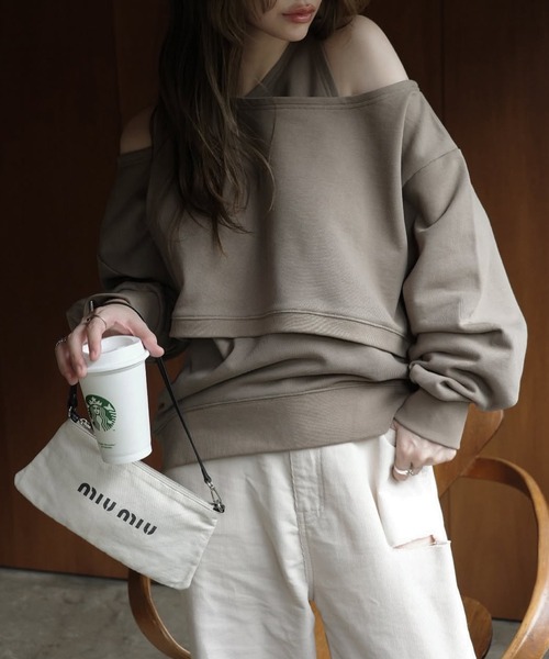 WILLFULLY（ウィルフリー）の「asymmetry 2 piece layered sweat（スウェット・レディース・グレー/ブラック/ブラウン系その他・FREE）」の10枚目の写真