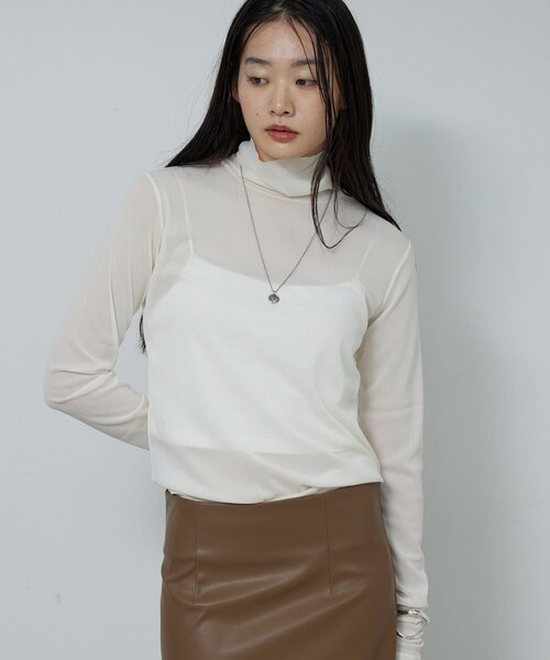 GALLARDAGALANTE（ガリャルダガランテ）の「【リバイバル】チュールタートルカットソー（Tシャツ/カットソー・レディース・ホワイト/ブラック/ブラウン・FREE）」の2枚目の写真