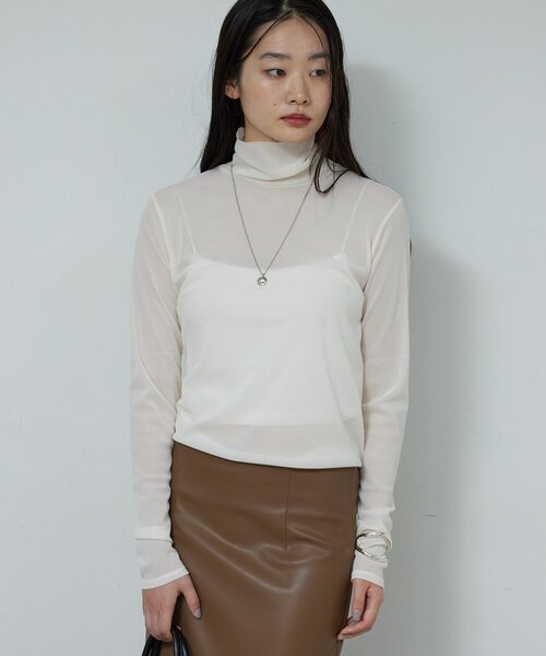 GALLARDAGALANTE（ガリャルダガランテ）の「【リバイバル】チュールタートルカットソー（Tシャツ/カットソー・レディース・ホワイト/ブラック/ブラウン・FREE）」の4枚目の写真