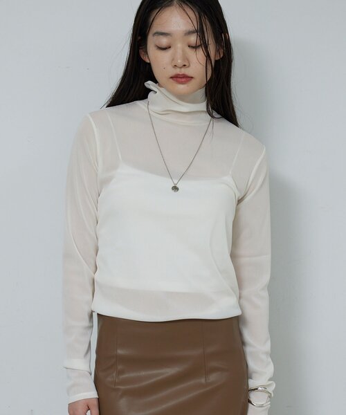 GALLARDAGALANTE（ガリャルダガランテ）の「【リバイバル】チュールタートルカットソー（Tシャツ/カットソー・レディース・ホワイト/ブラック/ブラウン・FREE）」の5枚目の写真