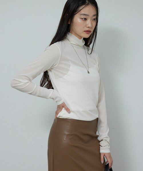 GALLARDAGALANTE（ガリャルダガランテ）の「【リバイバル】チュールタートルカットソー（Tシャツ/カットソー・レディース・ホワイト/ブラック/ブラウン・FREE）」の6枚目の写真