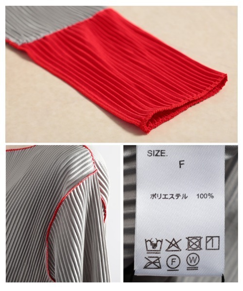 Sawa a la mode(サワアラモード)の「バイカラースリーブプリーツトップス(Tシャツ/カットソー・レディース・グレー/チャコールグレー・FREE)」の9枚目の写真