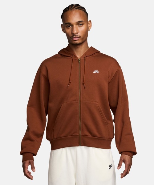 NIKE(ナイキ)の「ナイキ NIKE ナイキSB ESSNTL LOフルジップ フリース L/S フーディ(パーカー・メンズ・ダークブラウン・S/M/L/LL/3L)」の1枚目の写真