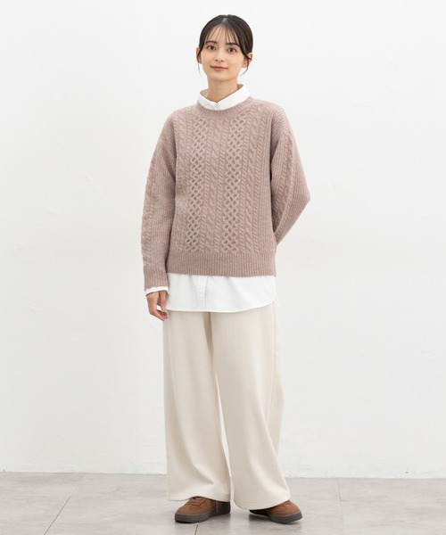 Honeys（ハニーズ）の「【ハニぽか】あったかストレートパンツ（その他パンツ・レディース・ブラック/アイボリー/モカ/スミクロ・S/M/LL/L/3L）」の6枚目の写真