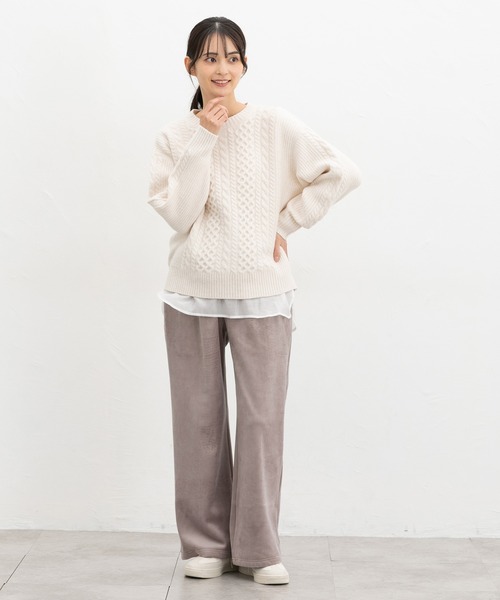 Honeys（ハニーズ）の「【ハニぽか】あったかストレートパンツ（その他パンツ・レディース・ブラック/アイボリー/モカ/スミクロ・S/M/LL/L/3L）」の12枚目の写真