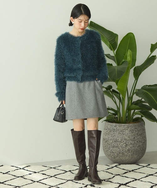 AMERICAN HOLIC(アメリカンホリック)の「メルトン風タイトミニスカート(スカート・レディース・杢グレー/ネイビー・M/L)」の6枚目の写真