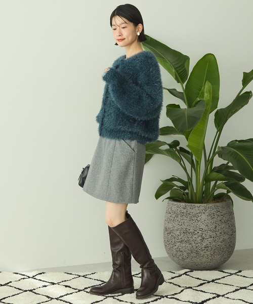 AMERICAN HOLIC(アメリカンホリック)の「メルトン風タイトミニスカート(スカート・レディース・杢グレー/ネイビー・M/L)」の7枚目の写真