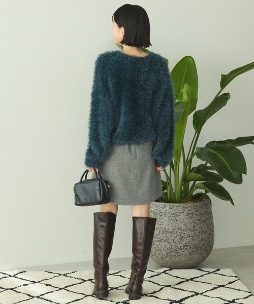 AMERICAN HOLIC(アメリカンホリック)の「メルトン風タイトミニスカート(スカート・レディース・杢グレー/ネイビー・M/L)」の8枚目の写真