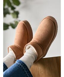 Samansa Mos2 blue | 厚底ボアブーツ(ブーツ)