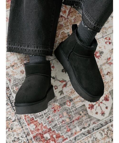 Samansa Mos2 blue（サマンサモスモスブルー）の「厚底ボアブーツ（ブーツ・レディース・ブラック/ダークブラウン/キャメル・M/L）」の2枚目の写真