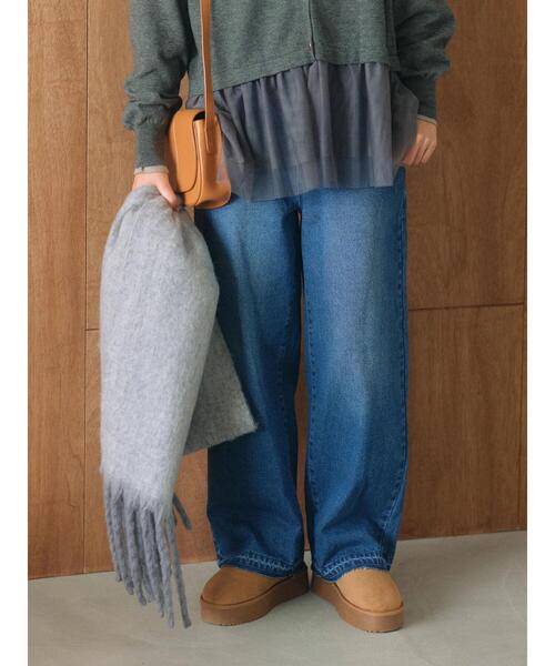 Samansa Mos2 blue（サマンサモスモスブルー）の「厚底ボアブーツ（ブーツ・レディース・ブラック/ダークブラウン/キャメル・M/L）」の9枚目の写真