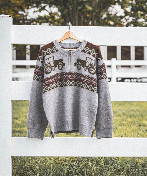 NASU FARM VILLAGE】ジャガードZIPニットプルオーバー（ニット