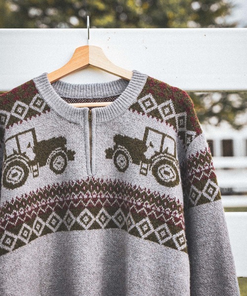 セール】【NASU FARM VILLAGE】ジャガードZIPニットプルオーバー