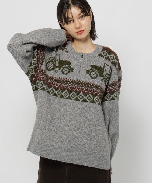 セール】【NASU FARM VILLAGE】ジャガードZIPニットプルオーバー