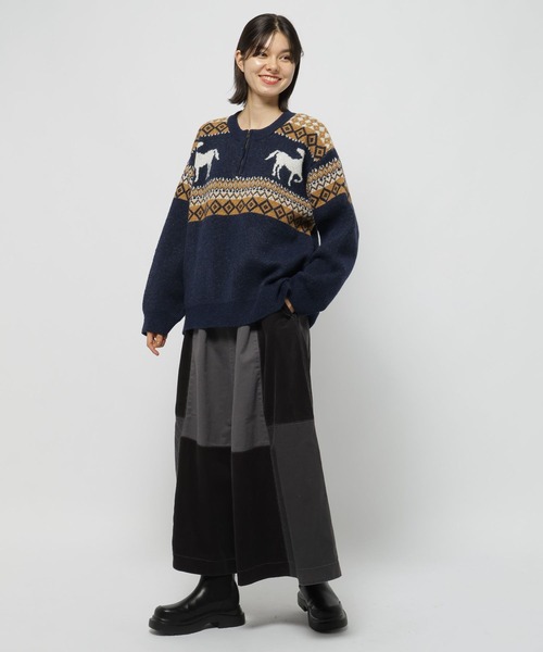 セール】【NASU FARM VILLAGE】ジャガードZIPニットプルオーバー