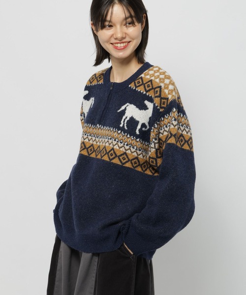 セール】【NASU FARM VILLAGE】ジャガードZIPニットプルオーバー