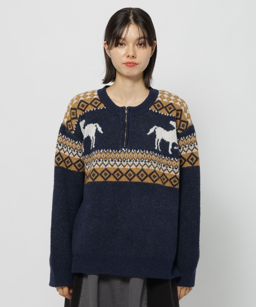 NASU FARM VILLAGE】ジャガードZIPニットプルオーバー（ニット