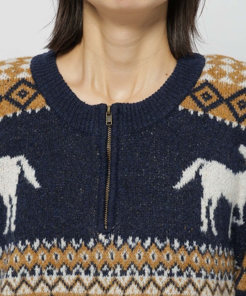 NASU FARM VILLAGE】ジャガードZIPニットプルオーバー（ニット