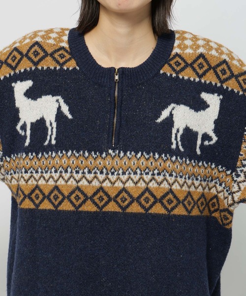NASU FARM VILLAGE】ジャガードZIPニットプルオーバー（ニット