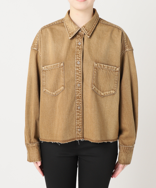 JOURNAL STANDARD（ジャーナルスタンダード）の「《追加4》ライトオンスデニムクロップドシャツ（シャツ/ブラウス・レディース・ブラック系その他/キャメル/ブルー系その他・FREE）」の5枚目の写真