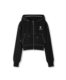 AVANDRESS | AV LOGO CROP HOOD ZIP-UP BLACK STITCH(パーカー)