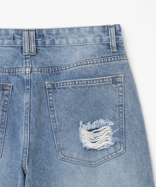 MILLO WOMEN（ミロウーマン）の「カットアウトパッチワイドジーンズ [ミッドブルー]（デニムパンツ・レディース・その他・SMALL/MEDIUM）」の9枚目の写真
