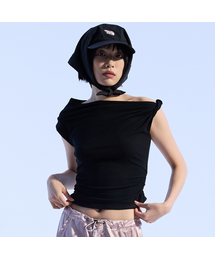 MOAA（モア）の「ツイステッドショートスリーブ (ブラック)（Tシャツ/カットソー）」