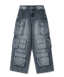 TRILLION（トリリオン）の「Utility Multi Pocket Washed Denim Pants [Blue Grey]（デニムパンツ・レディース）」