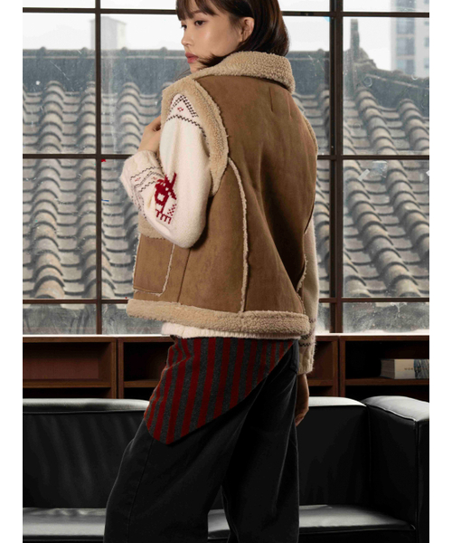 セール】三角ストライプウールマフラー [レッドストライプ]（マフラー