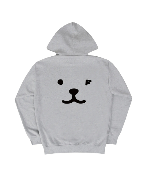 [Unisex] Puppy Face Backsmile Mild Fur Parka — серый/чёрный