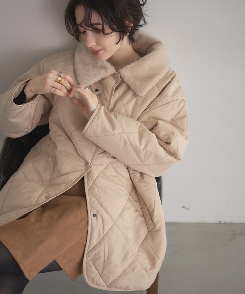 &. NOSTALGIA（アンドドットノスタルジア）の「ファー襟キルトジャケット（その他アウター・レディース・ブラック/アイボリー/ベージュ・M）」の3枚目の写真