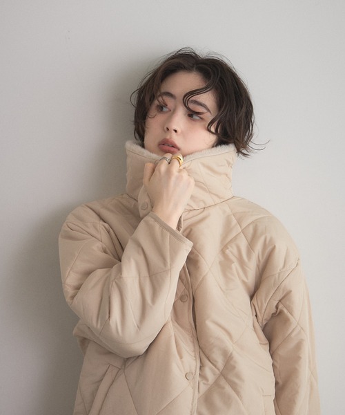 &. NOSTALGIA（アンドドットノスタルジア）の「ファー襟キルトジャケット（その他アウター・レディース・ブラック/アイボリー/ベージュ・M）」の8枚目の写真