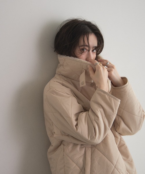 &. NOSTALGIA（アンドドットノスタルジア）の「ファー襟キルトジャケット（その他アウター・レディース・ブラック/アイボリー/ベージュ・M）」の9枚目の写真