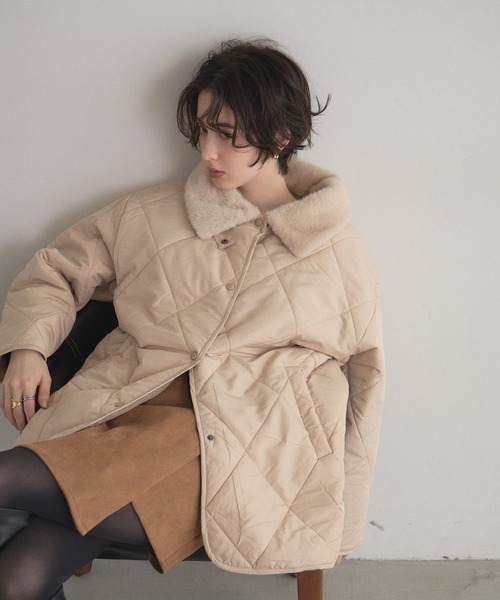 &. NOSTALGIA（アンドドットノスタルジア）の「ファー襟キルトジャケット（その他アウター・レディース・ブラック/アイボリー/ベージュ・M）」の11枚目の写真