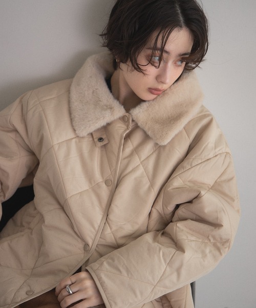 &. NOSTALGIA（アンドドットノスタルジア）の「ファー襟キルトジャケット（その他アウター・レディース・ブラック/アイボリー/ベージュ・M）」の12枚目の写真