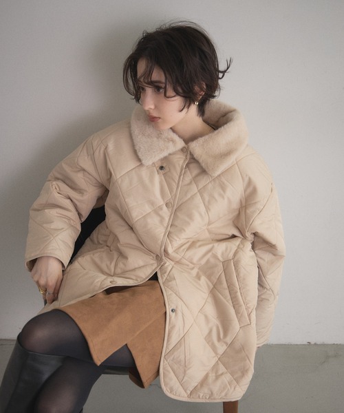 &. NOSTALGIA（アンドドットノスタルジア）の「ファー襟キルトジャケット（その他アウター・レディース・ブラック/アイボリー/ベージュ・M）」の13枚目の写真