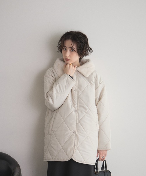 &. NOSTALGIA（アンドドットノスタルジア）の「ファー襟キルトジャケット（その他アウター・レディース・ブラック/アイボリー/ベージュ・M）」の14枚目の写真