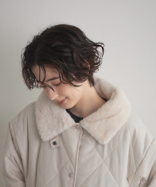 &. NOSTALGIA（アンドドットノスタルジア）の「ファー襟キルトジャケット（その他アウター・レディース・ブラック/アイボリー/ベージュ・M）」の15枚目の写真