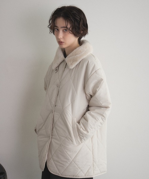 &. NOSTALGIA（アンドドットノスタルジア）の「ファー襟キルトジャケット（その他アウター・レディース・ブラック/アイボリー/ベージュ・M）」の16枚目の写真