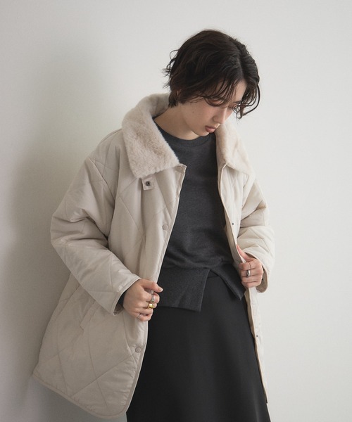 &. NOSTALGIA（アンドドットノスタルジア）の「ファー襟キルトジャケット（その他アウター・レディース・ブラック/アイボリー/ベージュ・M）」の20枚目の写真