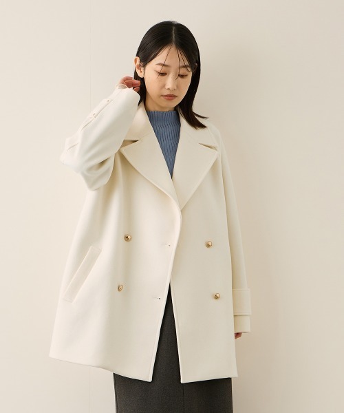 ketty（ケティ）の「ウール調ジャージーオーバーサイズコート（その他アウター・レディース・オフホワイト/ブラウン/ネイビー・M）」の2枚目の写真