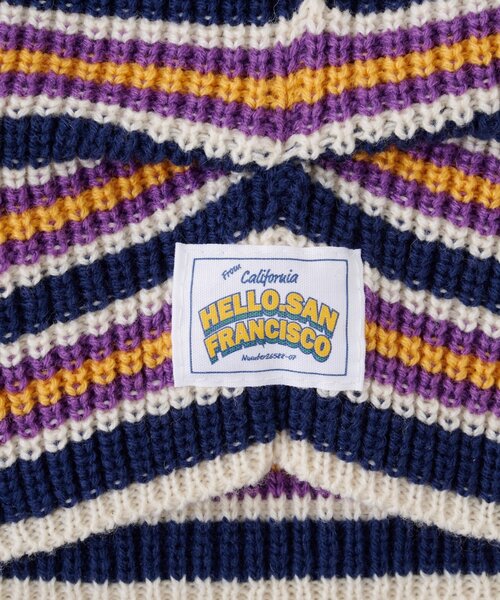 HELLO.SANFRANCISCO（ハローサンフランシスコ）の「★【HELLO.SANFRANCISCO/ハローサンフランシスコ】リボン付マルチボーダービーニー帽（ハット・レディース・ブルー/ピンク/イエロー・ONE SIZE）」の4枚目の写真