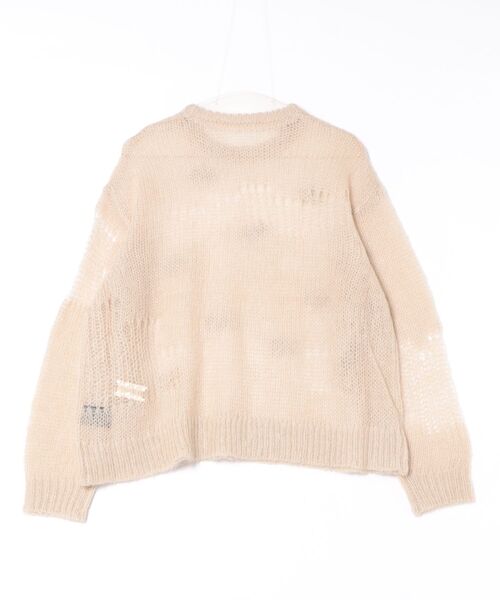 H.A.K（ハク）の「モヘアウールランダム針抜き編みリボンニット（ニット/セーター・レディース・ベージュ/パープル/チャコール・FREE）」の4枚目の写真