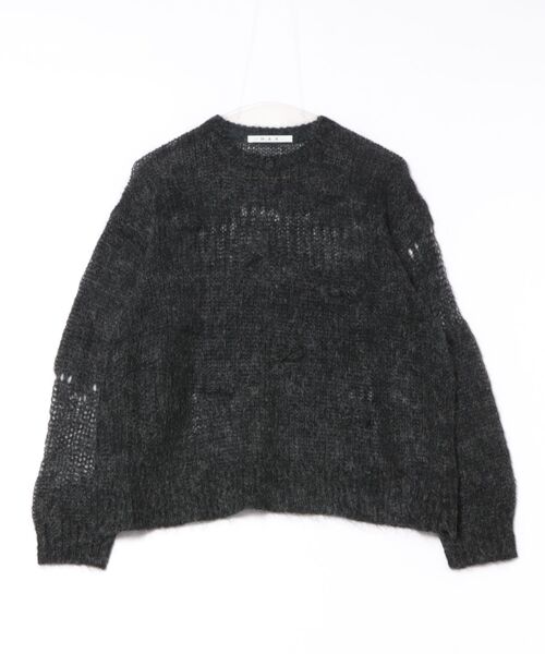 H.A.K（ハク）の「モヘアウールランダム針抜き編みリボンニット（ニット/セーター・レディース・ベージュ/パープル/チャコール・FREE）」の5枚目の写真