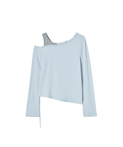 NYXX(エヌワイエックスエックス)の「EYELET OFF SHOULDER L/S LIGHT BLUE(Tシャツ/カットソー・レディース・その他・F)」の2枚目の写真