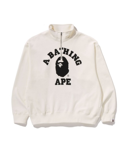 A BATHING APE（アベイシングエイプ）の「COLLEGE HALF ZIP RELAXED FIT CREWNECK SWEATSHIRT（スウェット・メンズ・アイボリー/ブラック・XX-LARGE/X-LARGE/LARGE/MEDIUM/SMALL）」の2枚目の写真