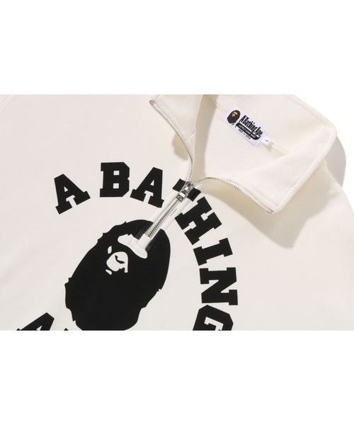 A BATHING APE（アベイシングエイプ）の「COLLEGE HALF ZIP RELAXED FIT CREWNECK SWEATSHIRT（スウェット・メンズ・アイボリー/ブラック・XX-LARGE/X-LARGE/LARGE/MEDIUM/SMALL）」の5枚目の写真